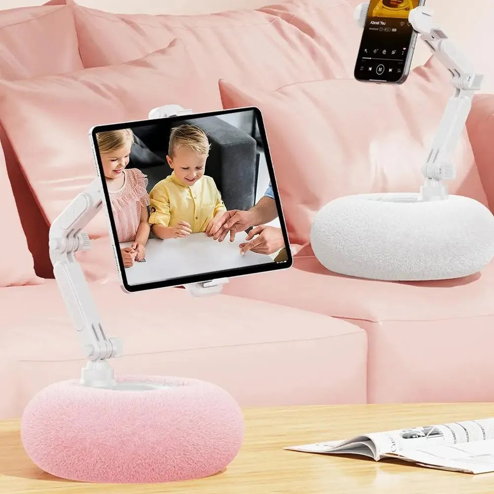CloudRest™ 360° Plush Pillow Phone Stand – Adjustable Rotating Holder for Mobile & Tablet