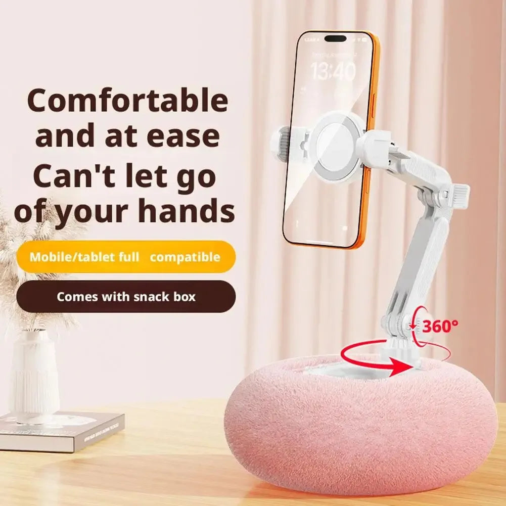 CloudRest™ 360° Plush Pillow Phone Stand – Adjustable Rotating Holder for Mobile & Tablet